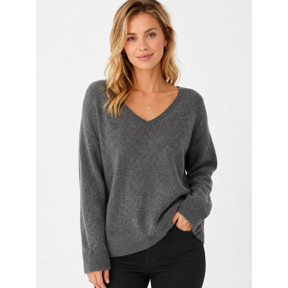 41 Hawthorn 100% Cashmere Sweater Size XL V-Neck Grey Knit Long Sleeve Preppy
